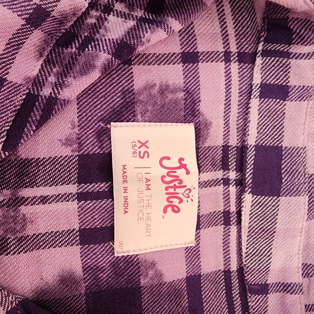 Justice Purple Plaid Kids Shirt